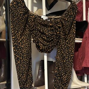 Topshop Black and Brown Long Sleeve Top